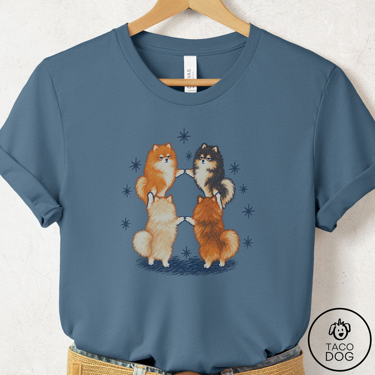 Pomeranian The Ritual T-Shirt Steel Blue Taco-Dog