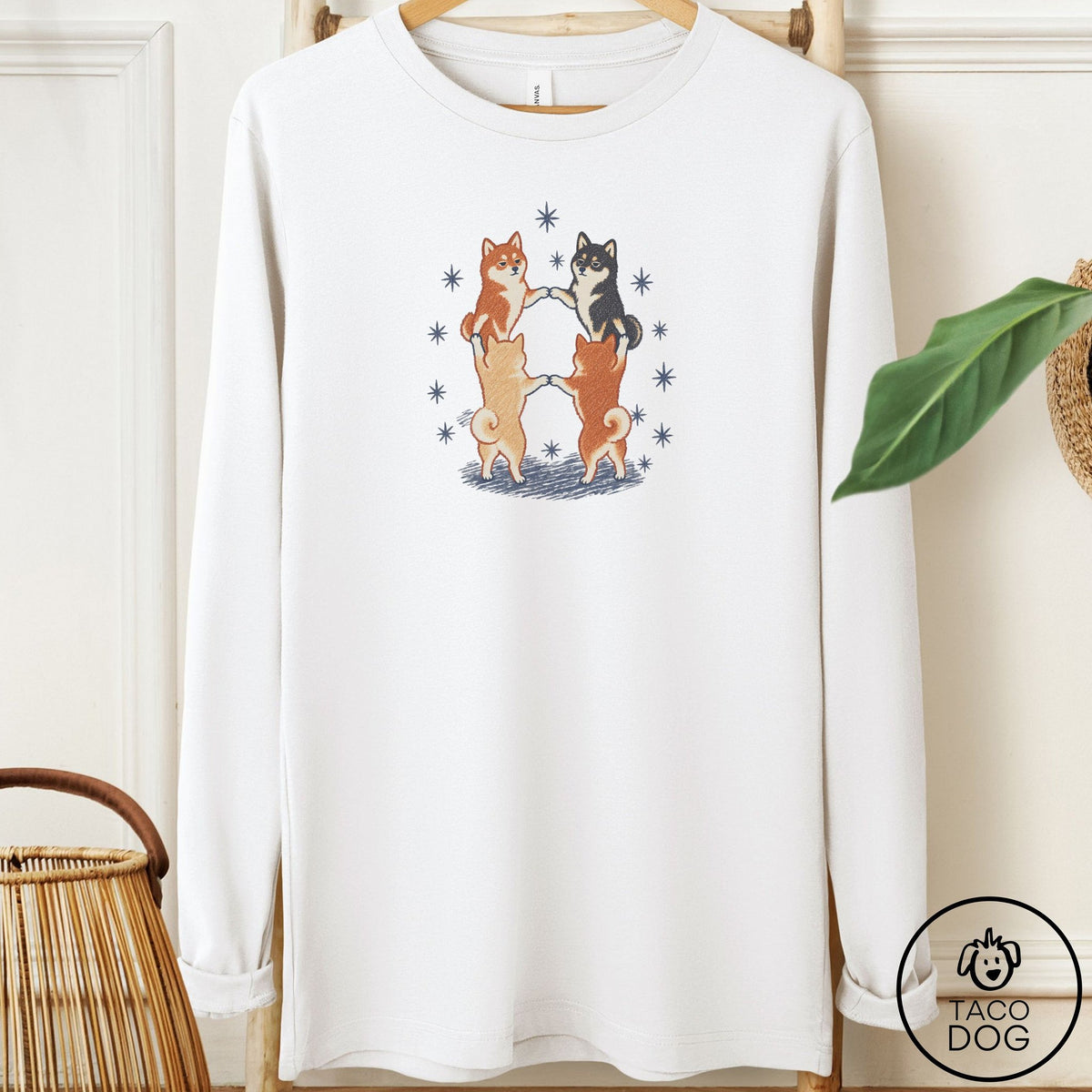 Shiba Inu The Ritual Long Sleeve Tee White Taco-Dog
