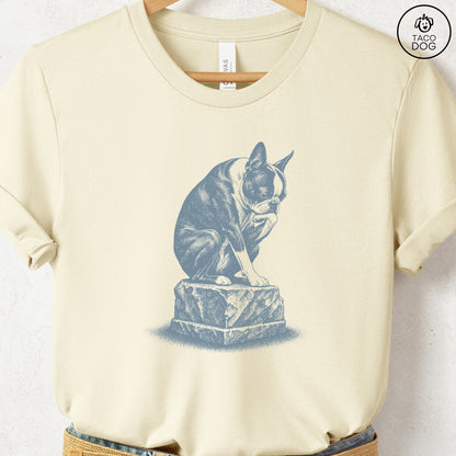 Boston Terrier Thinker T-Shirt Natural S Taco-Dog