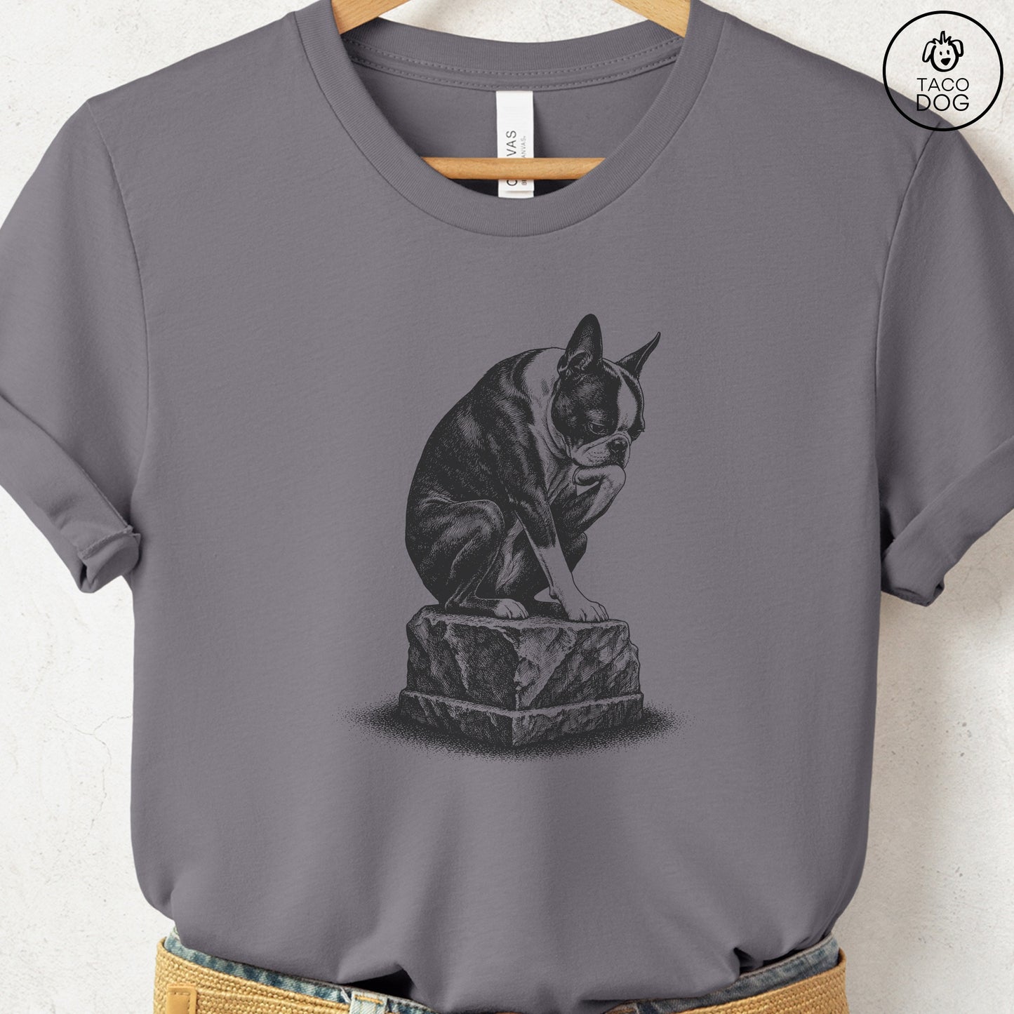 Boston Terrier Thinker T-Shirt Storm S Taco-Dog