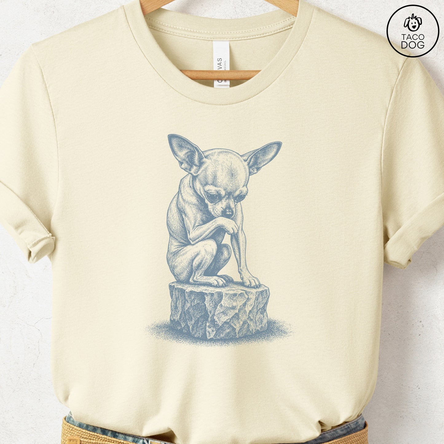 Chihuahua Thinker T-Shirt Natural S Taco-Dog