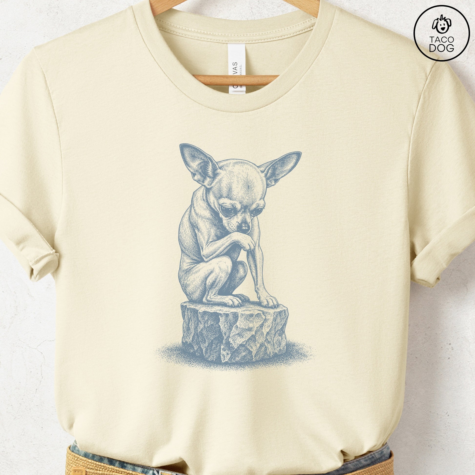 Chihuahua Thinker T-Shirt Natural S Taco-Dog