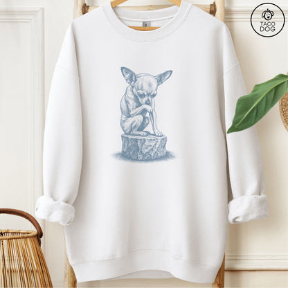 Chihuahua Thinker Sweatshirt White M Taco-Dog