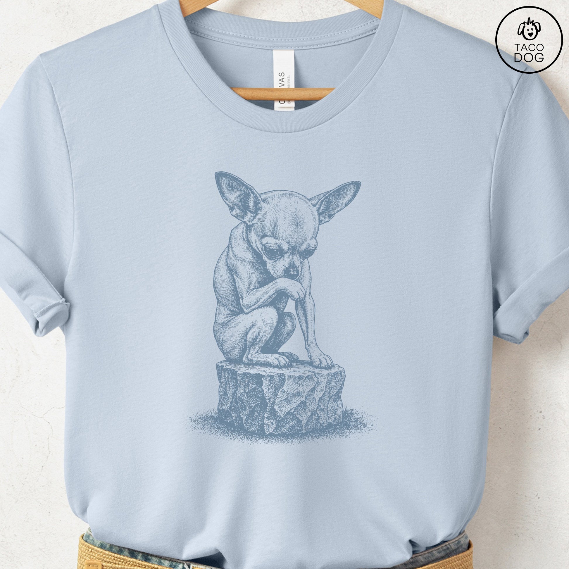 Chihuahua Thinker T-Shirt Light Blue S Taco-Dog