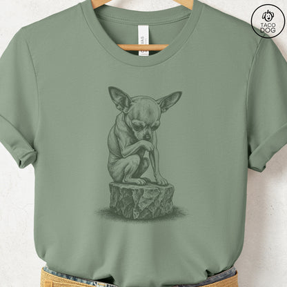 Chihuahua Thinker T-Shirt Sage S Taco-Dog