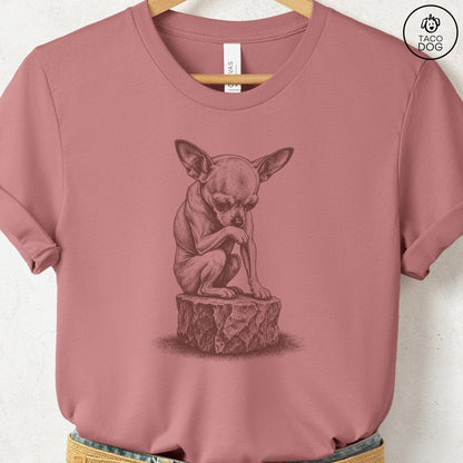 Chihuahua Thinker T-Shirt Heather Mauve S Taco-Dog