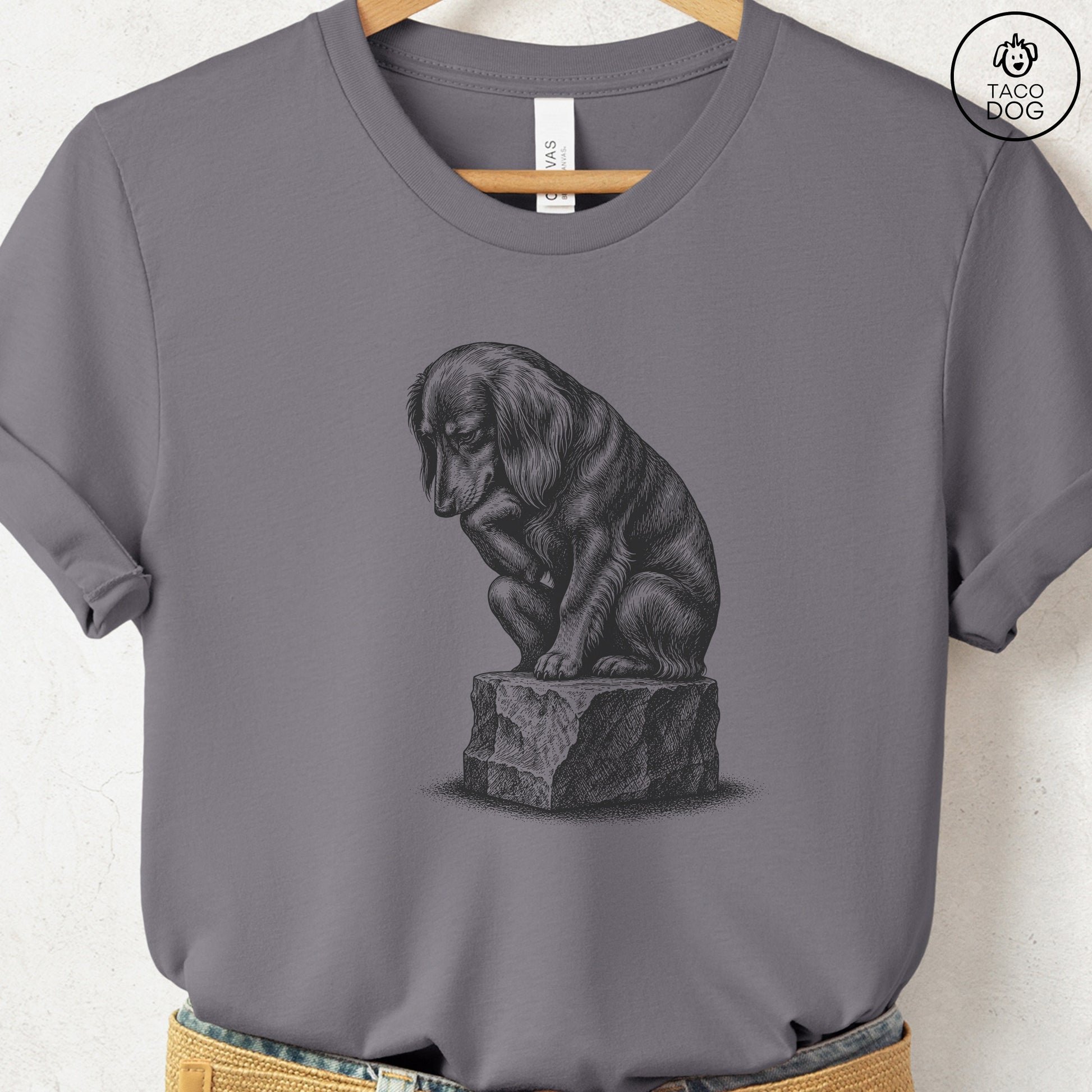 Dachshund Thinker T-Shirt Storm S Taco-Dog