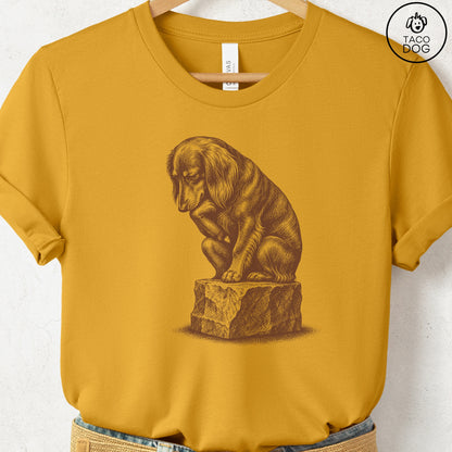 Dachshund Thinker T-Shirt Mustard S Taco-Dog