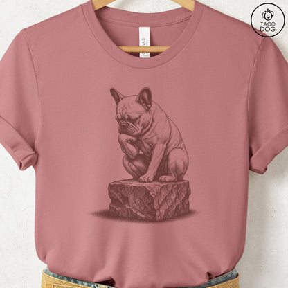 French Bulldog Frenchie Thinker T-Shirt Heather Mauve S Taco-Dog