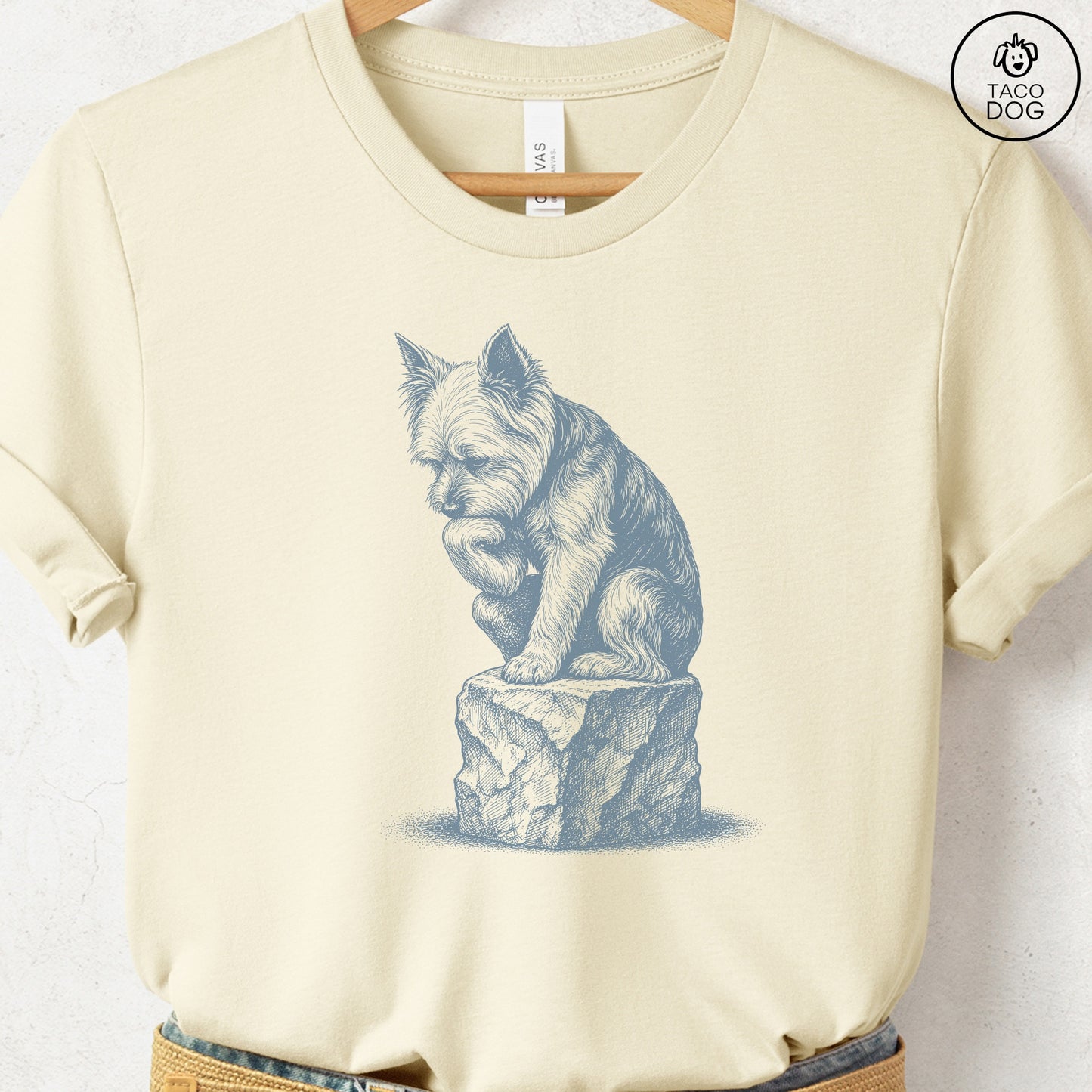 Yorkshire Terrier Yorkie Thinker T-Shirt Natural S Taco-Dog