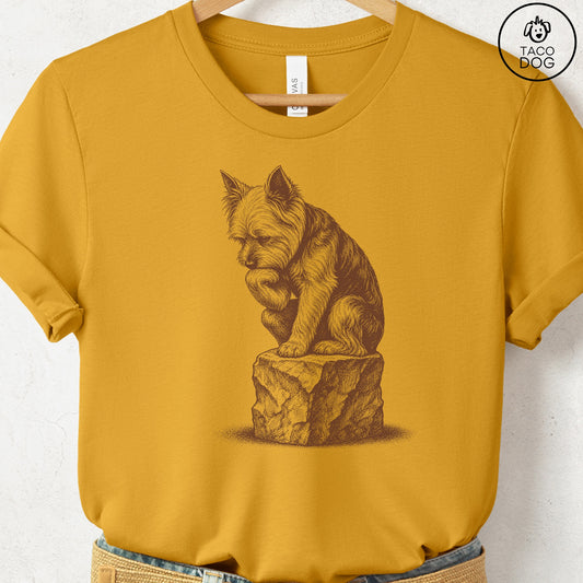 Yorkshire Terrier Yorkie Thinker T-Shirt Mustard Taco-Dog