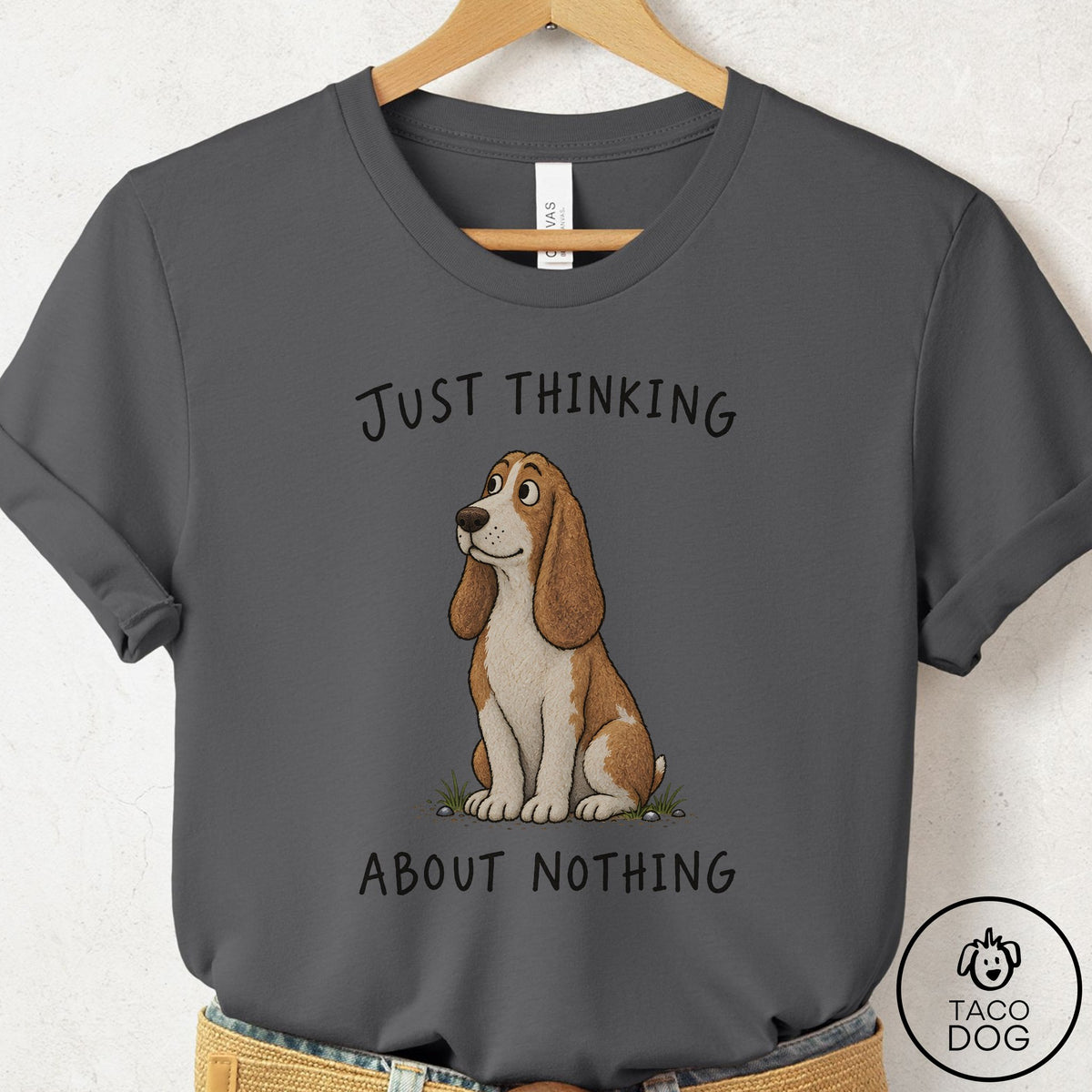 Basset Hound Thinking About Nothing T-Shirt Asphalt Taco-Dog