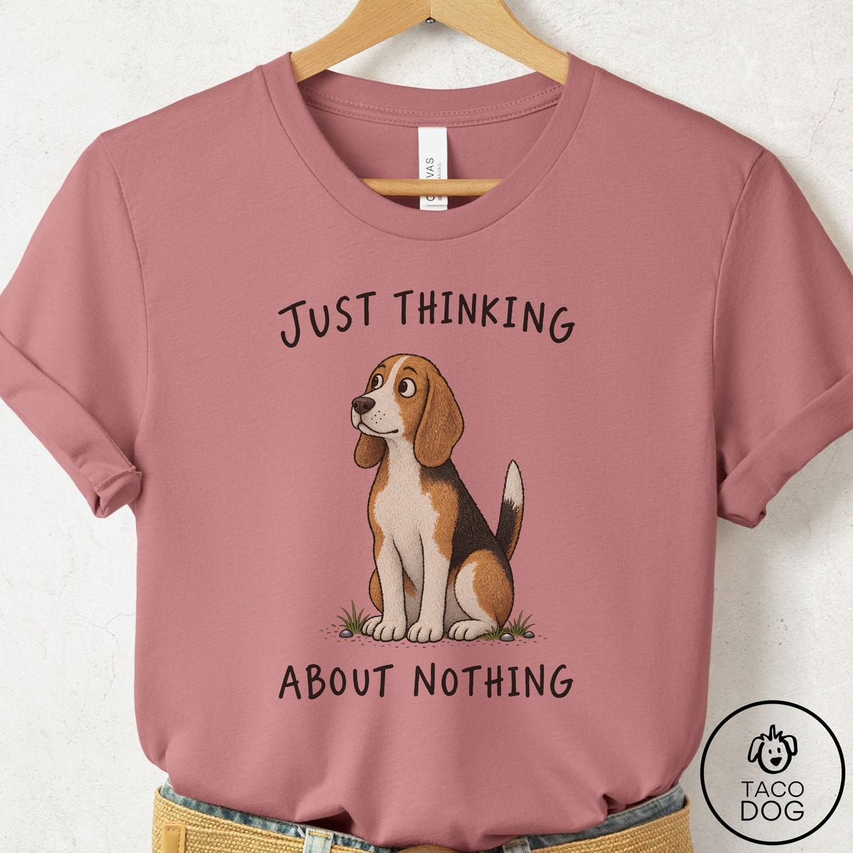 Beagle Thinking About Nothing T-Shirt Mauve Taco-Dog