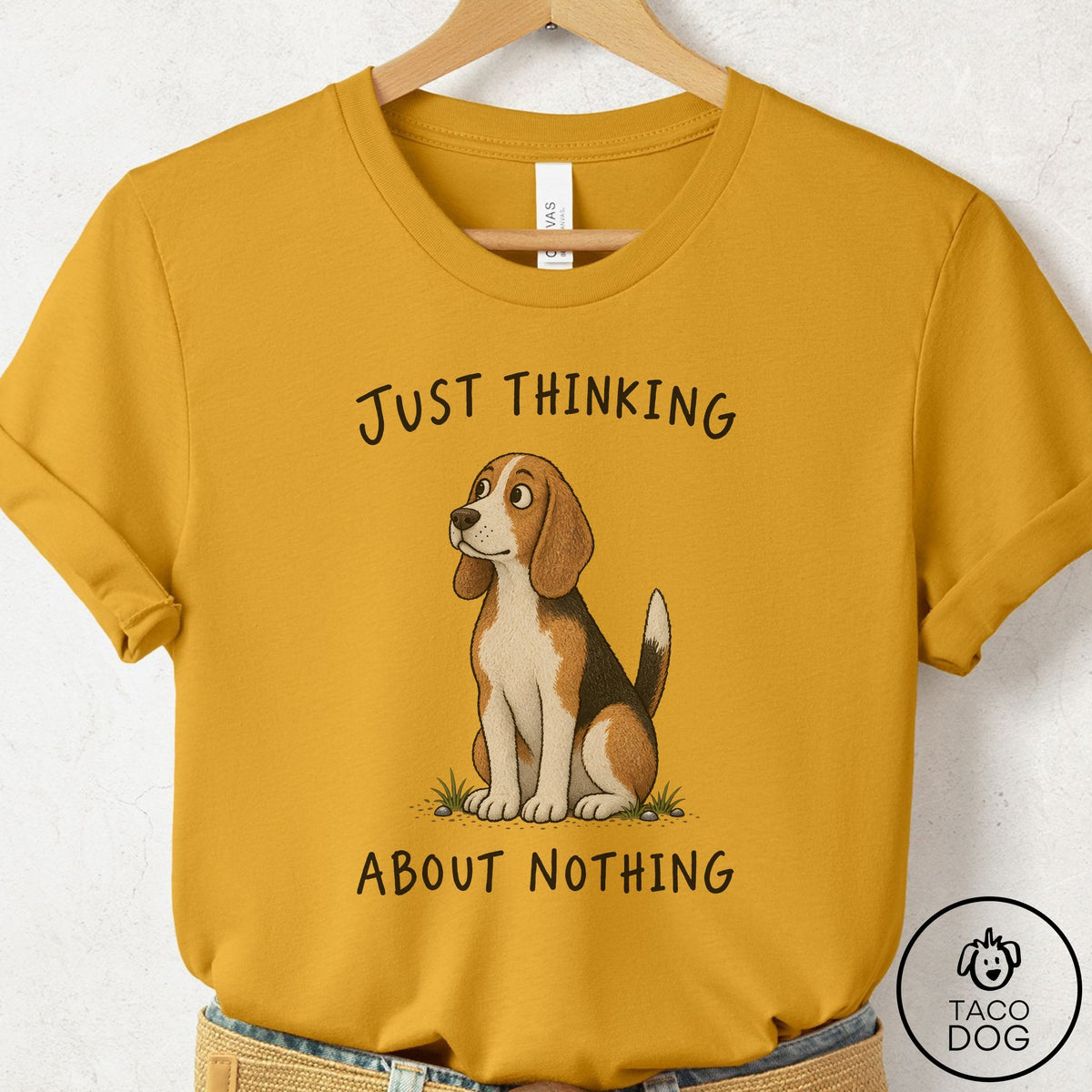 Beagle Thinking About Nothing T-Shirt Mustard Taco-Dog