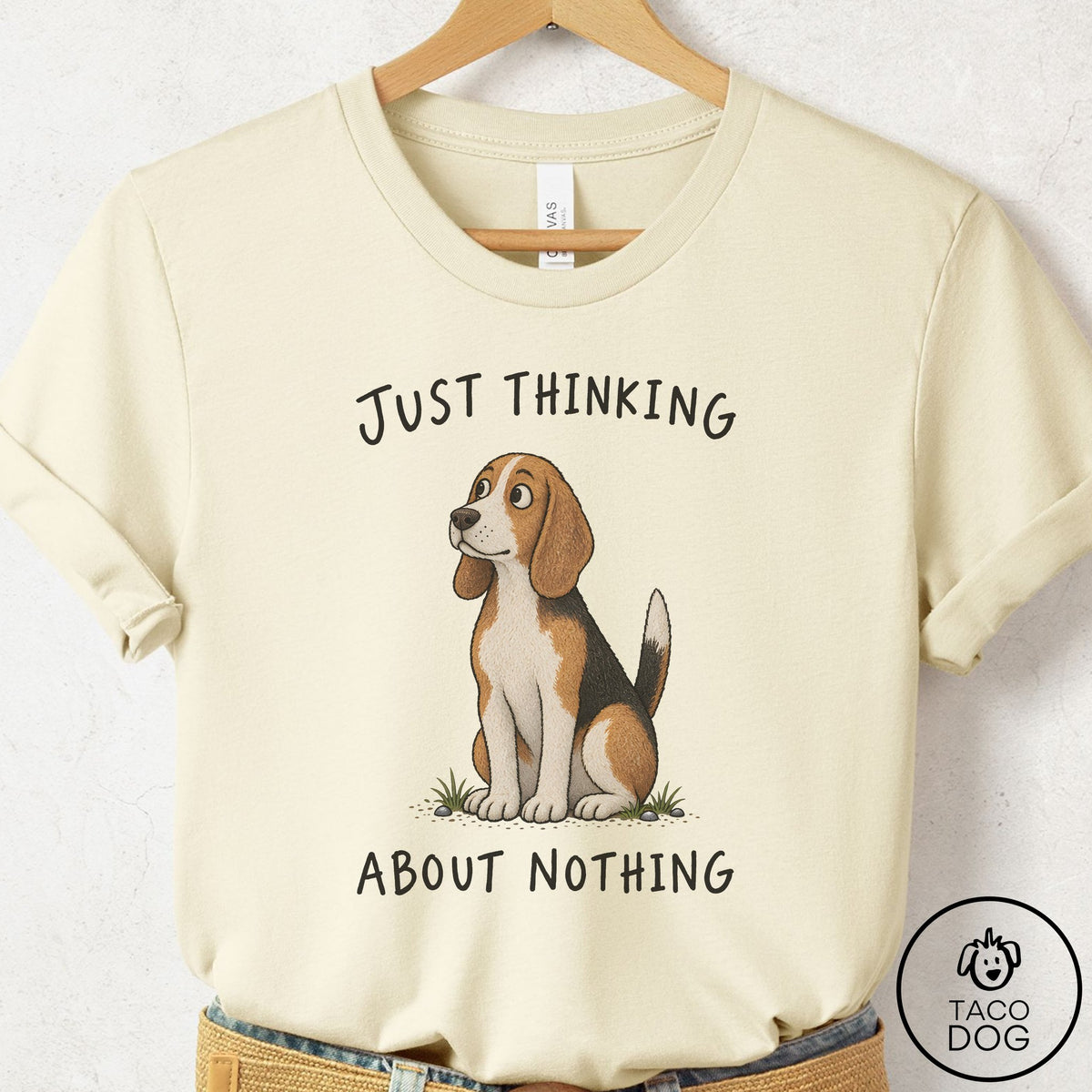 Beagle Thinking About Nothing T-Shirt Natural Taco-Dog