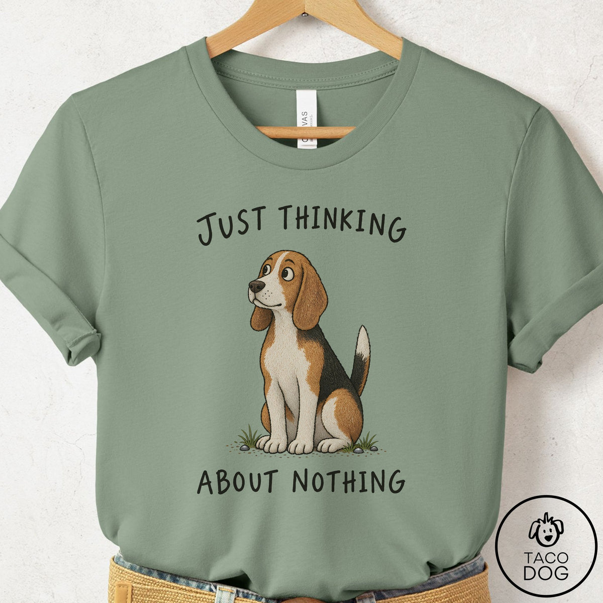 Beagle Thinking About Nothing T-Shirt Sage Taco-Dog