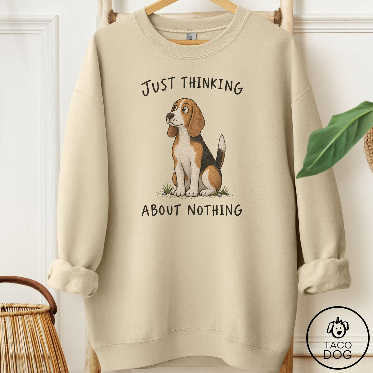 Beagle Thinking About Nothing Sweatshirt Sand Taco-Dog
