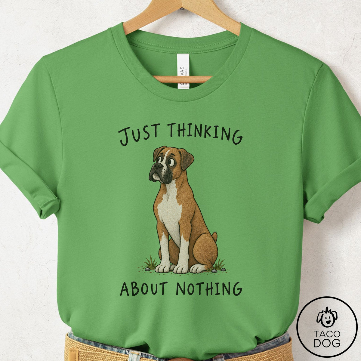Boxer Thinking About Nothing T-Shirt Leaf Taco-Dog