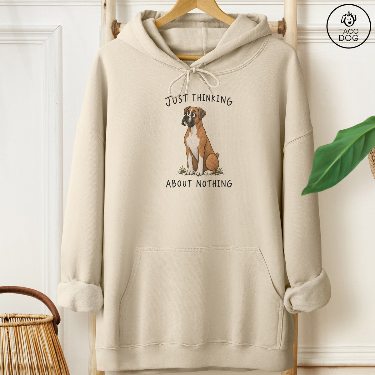 Boxer Thinking About Nothing Hoodie Sand Taco-Dog