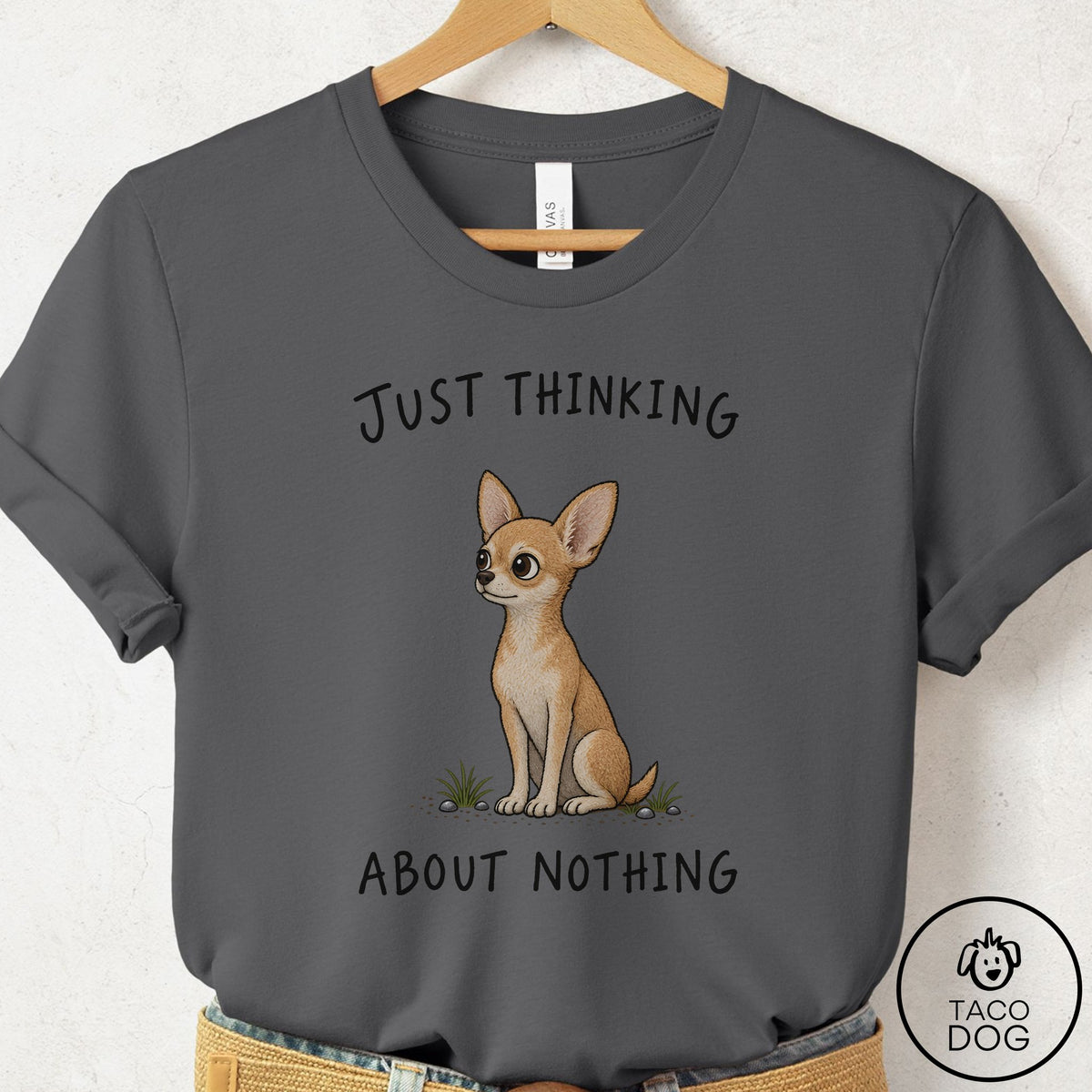 Chihuahua Thinking About Nothing T-Shirt Asphalt Taco-Dog