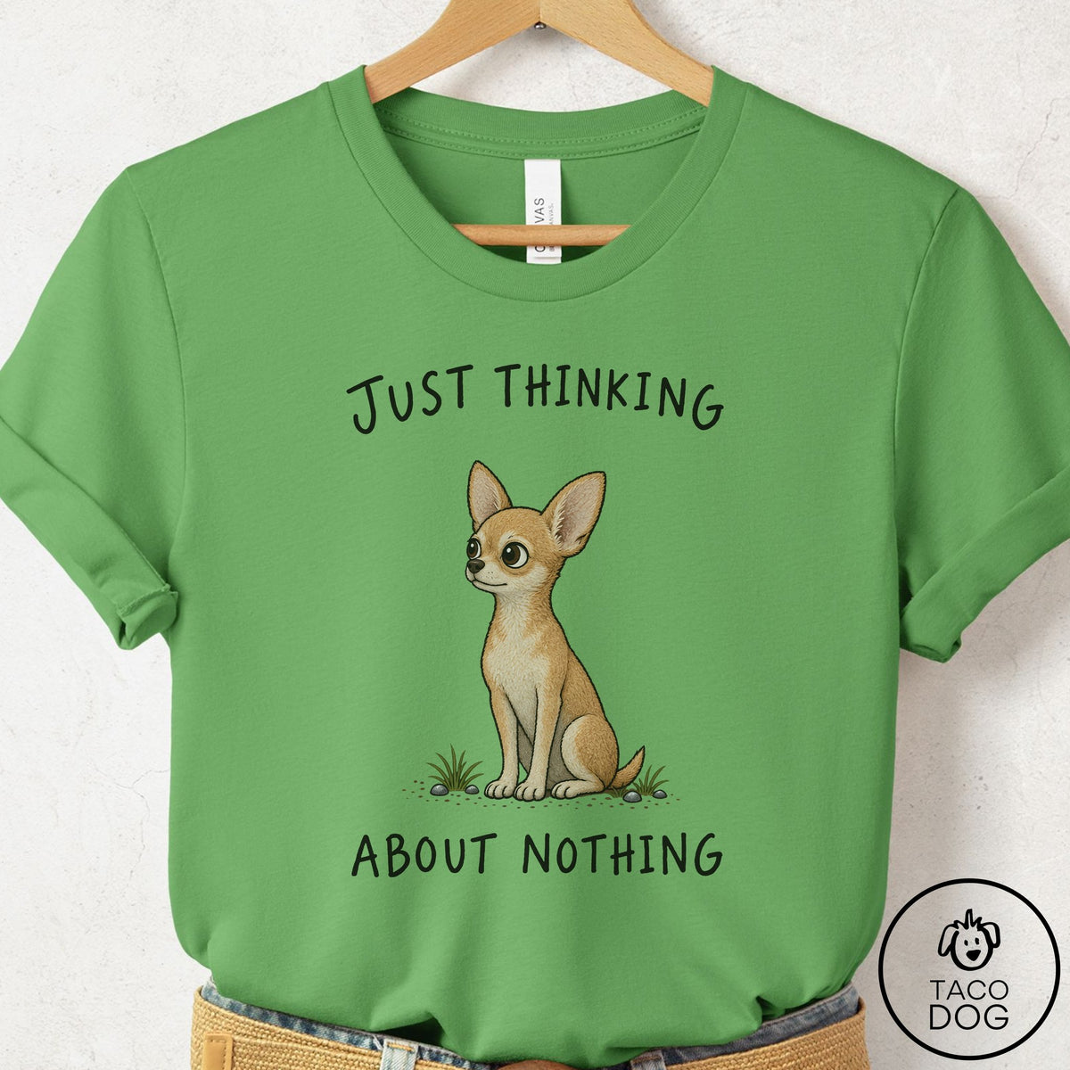 Chihuahua Thinking About Nothing T-Shirt Leaf Taco-Dog