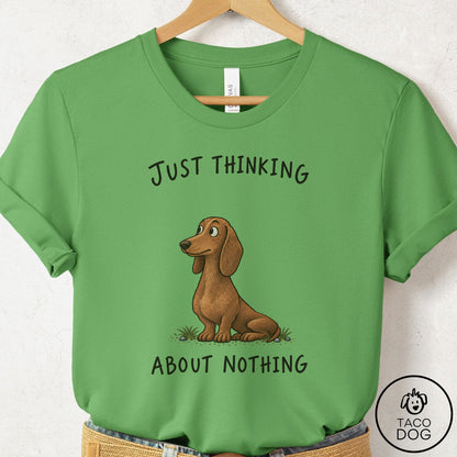 Dachshund Thinking About Nothing T-Shirt Leaf Taco-Dog