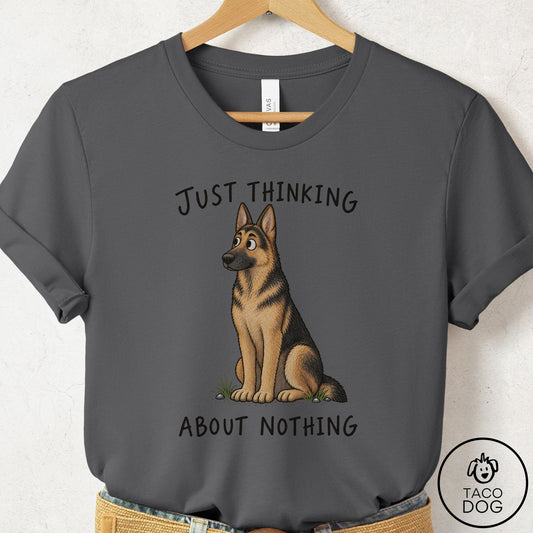 German Shepherd Thinking About Nothing T-Shirt Asphalt Taco-Dog