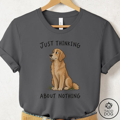 Golden Retriever Thinking About Nothing T-Shirt Asphalt Taco-Dog