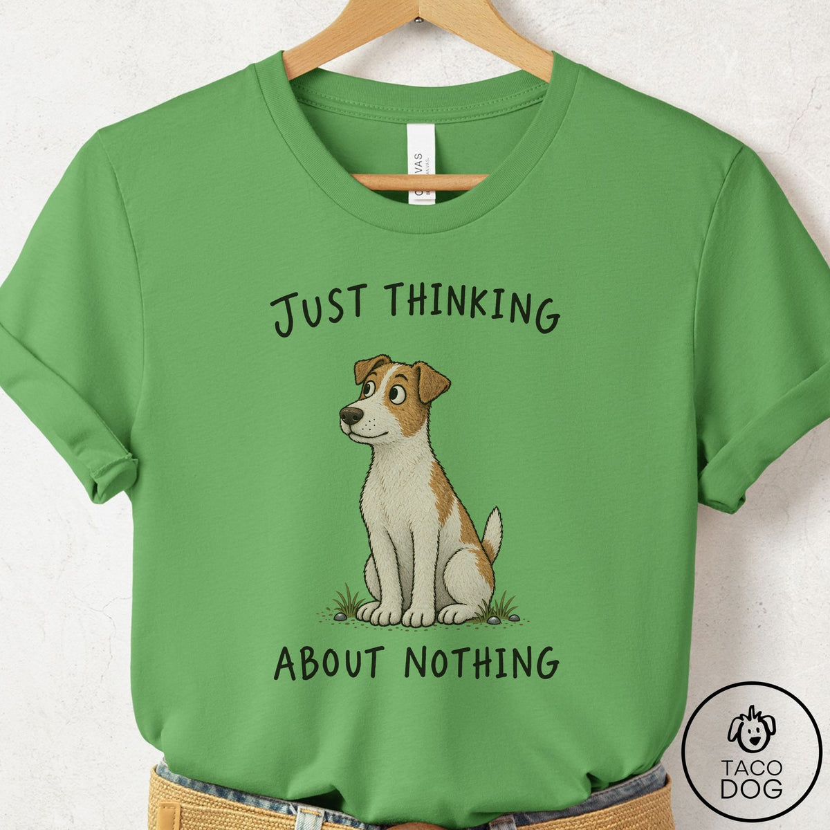 Jack Russell Thinking About Nothing T-Shirt Leaf Taco-Dog