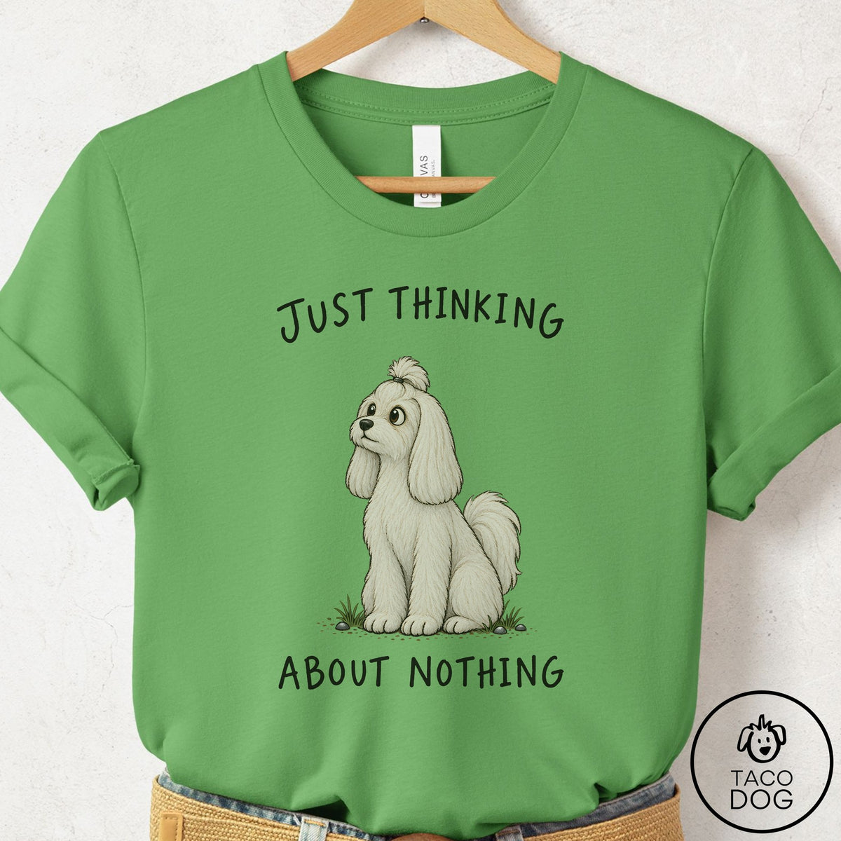 Maltese Thinking About Nothing T-Shirt Leaf Taco-Dog