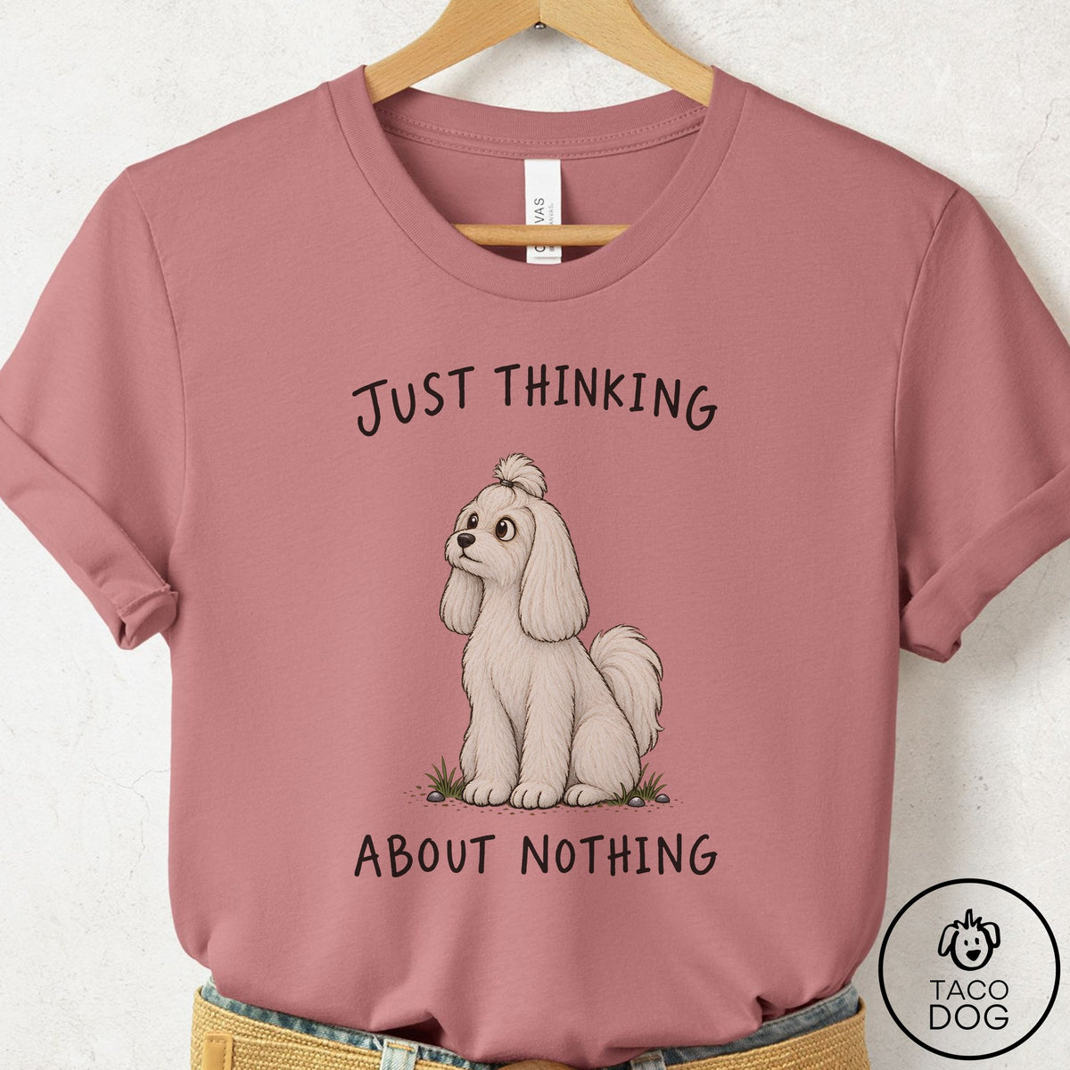 Maltese Thinking About Nothing T-Shirt Mauve Taco-Dog