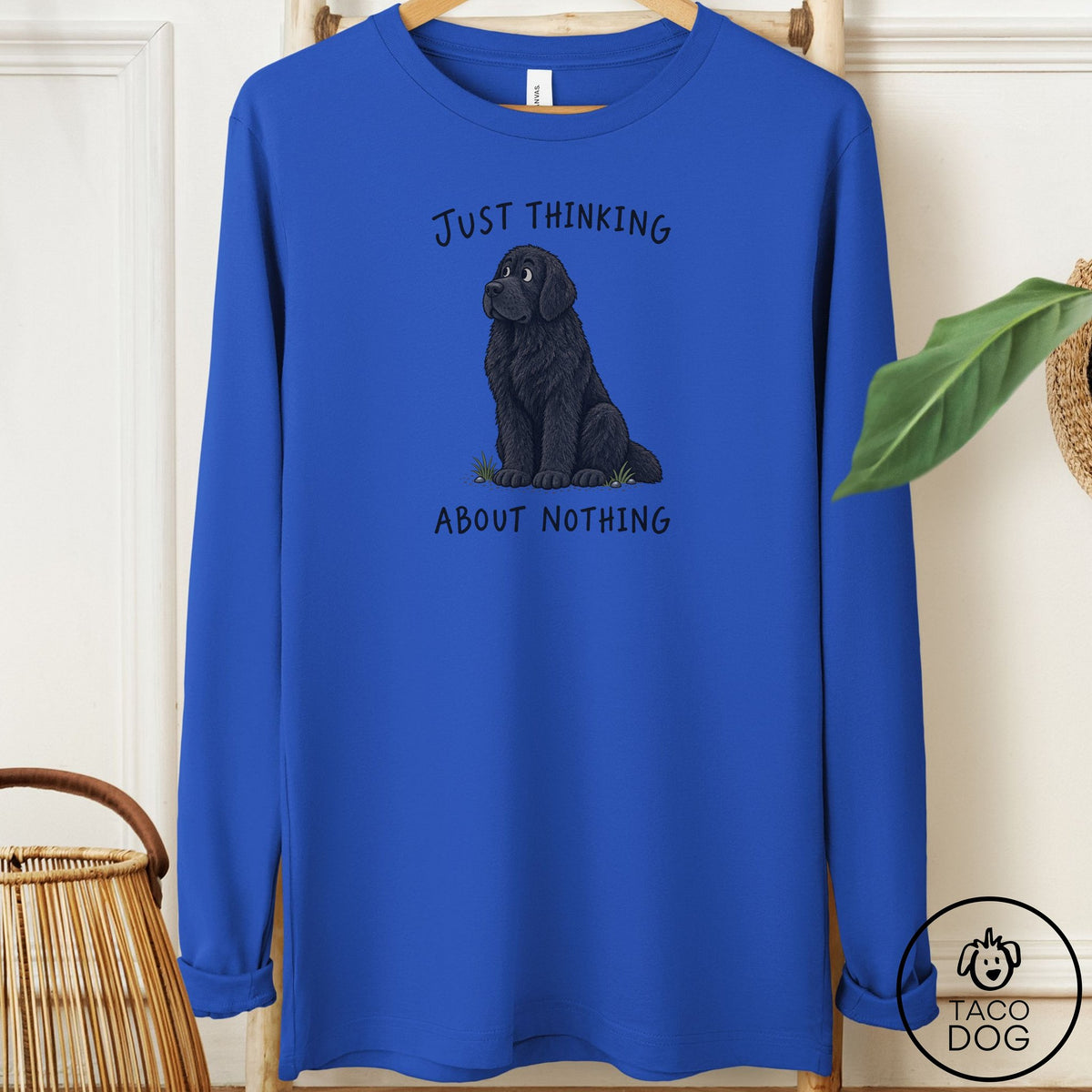 Newfoundland Thinking About Nothing Long Sleeve Tee True Royal Taco-Dog
