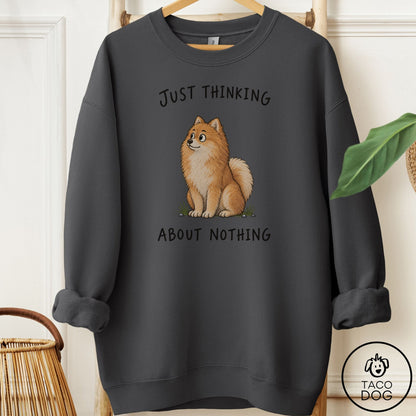 Pomeranian Thinking About Nothing Sweatshirt Charcoal Taco-Dog