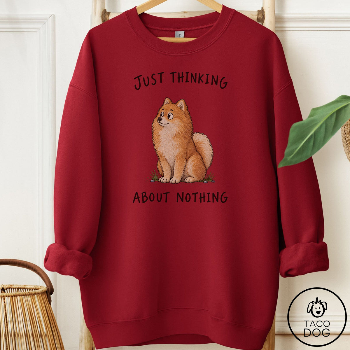 Pomeranian Thinking About Nothing Sweatshirt Garnet Taco-Dog