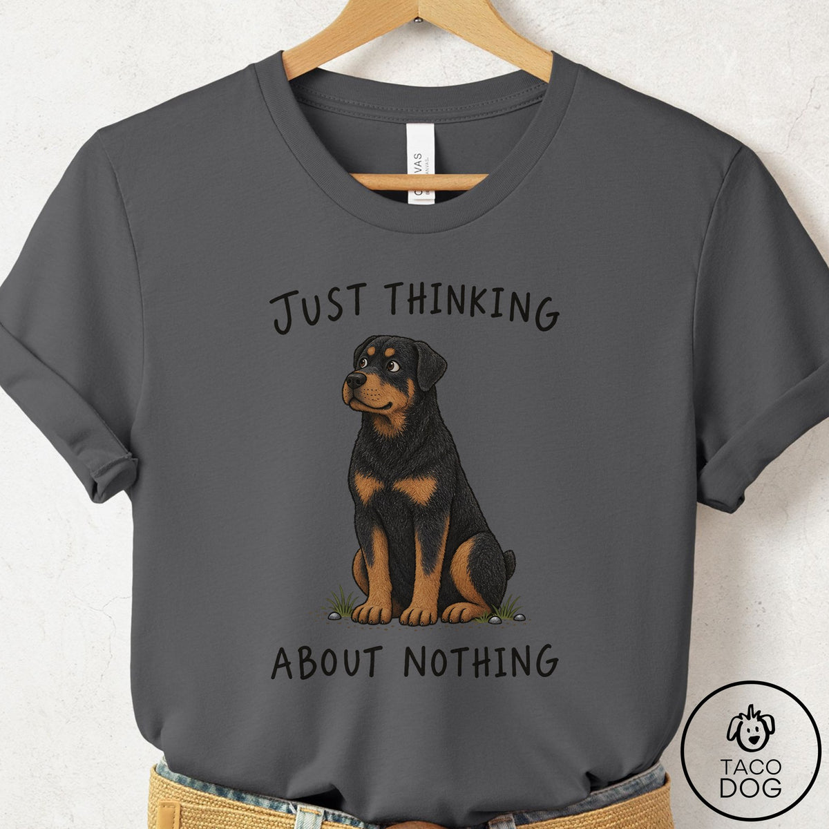 Rottweiler Thinking About Nothing T-Shirt Asphalt Taco-Dog