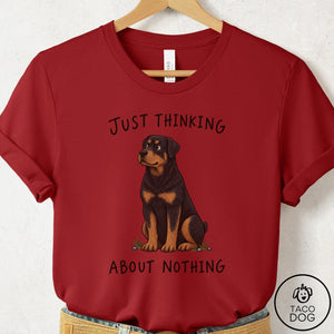 Rottweiler Thinking About Nothing T-Shirt Canvas Red Taco-Dog