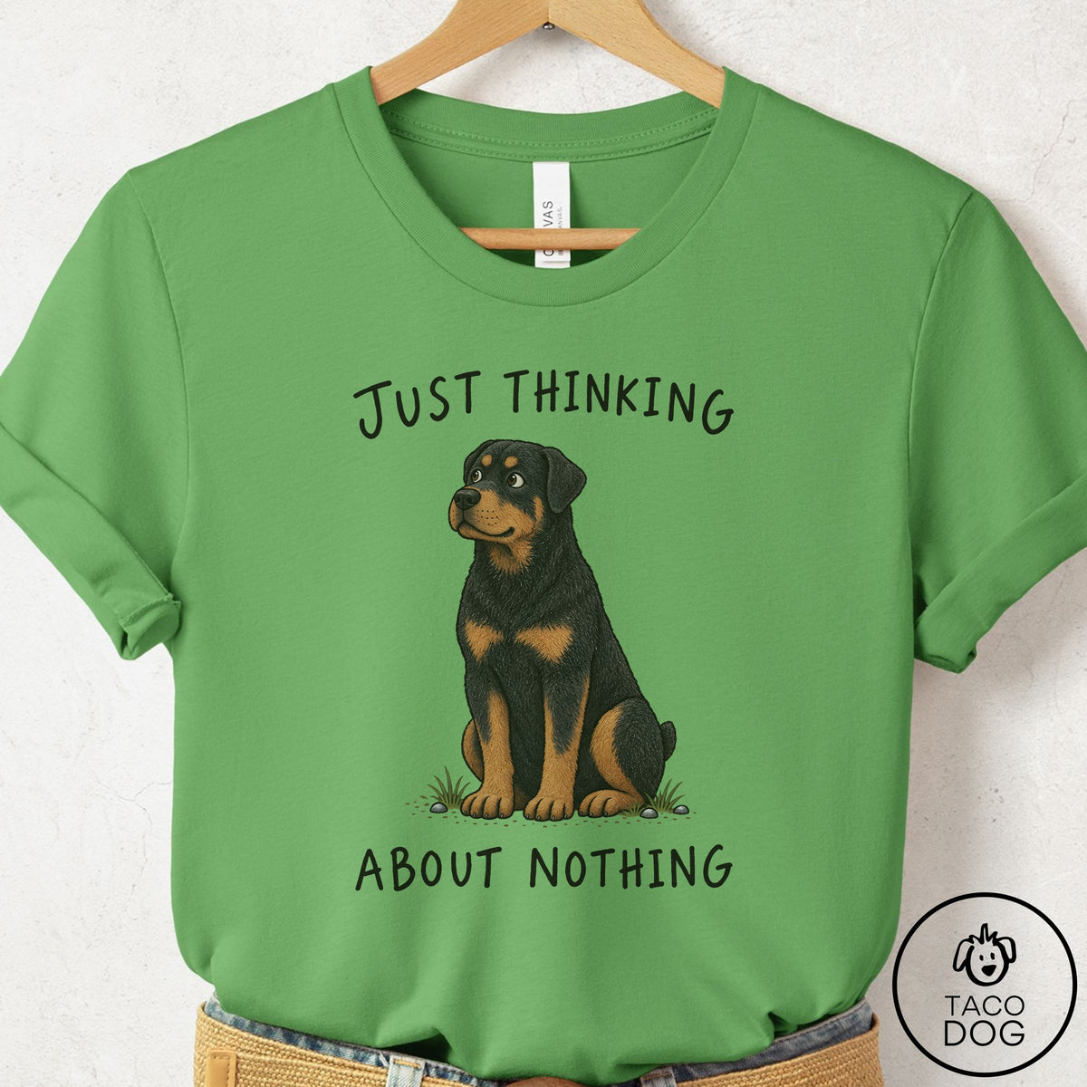 Rottweiler Thinking About Nothing T-Shirt Leaf Taco-Dog