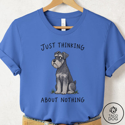 Schnauzer Thinking About Nothing T-Shirt Columbia Blue Taco-Dog
