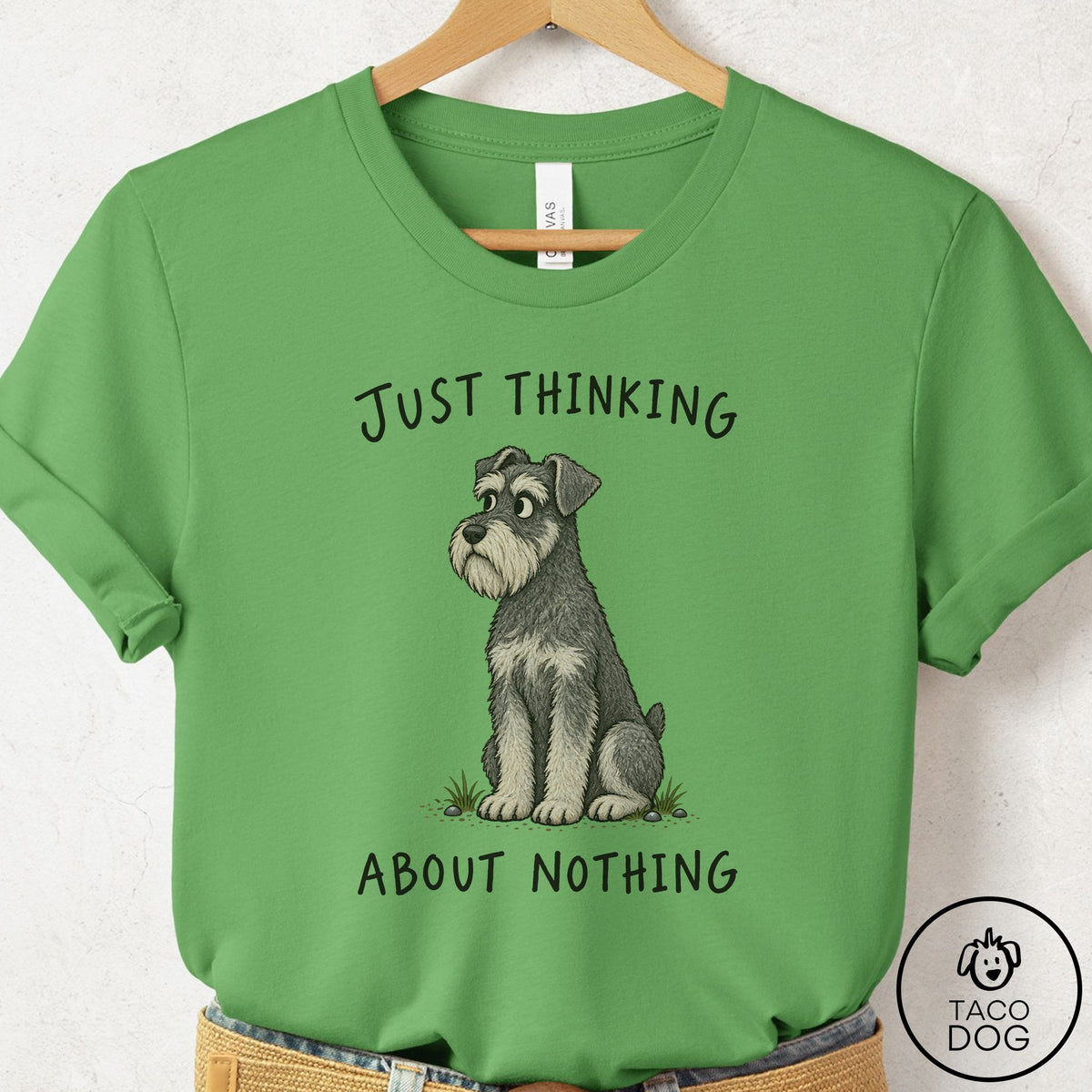 Schnauzer Thinking About Nothing T-Shirt Leaf Taco-Dog
