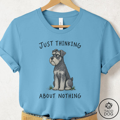 Schnauzer Thinking About Nothing T-Shirt Ocean Blue Taco-Dog