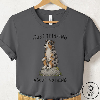 Australian Shepherd Thinking Nothing Rock T-Shirt Asphalt Taco-Dog