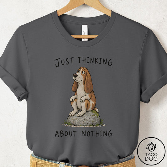 Basset Hound Thinking Nothing Rock T-Shirt Asphalt Taco-Dog