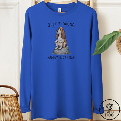 Basset Hound Thinking Nothing Rock Long Sleeve Tee True Royal Taco-Dog