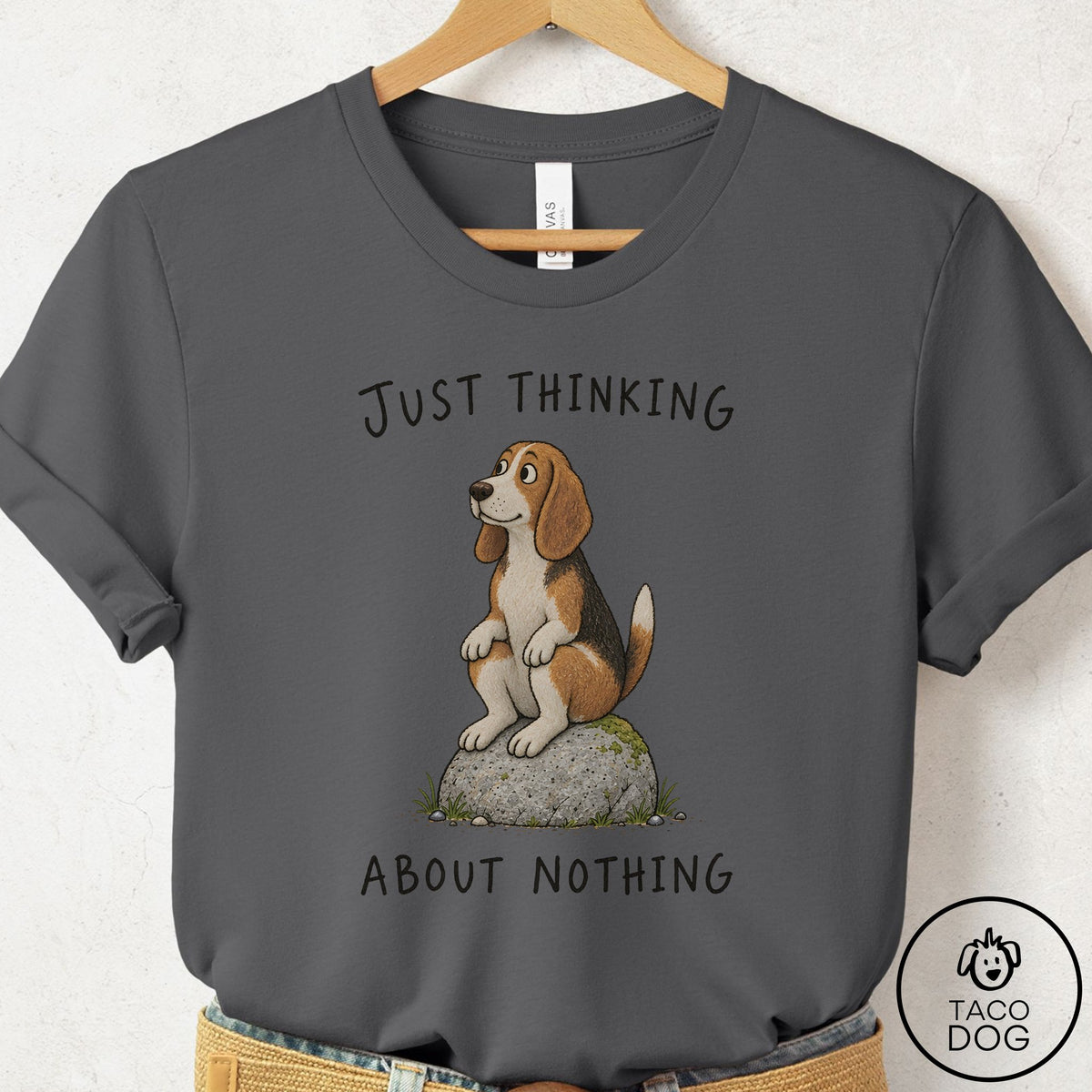 Beagle Thinking Nothing Rock T-Shirt Asphalt Taco-Dog