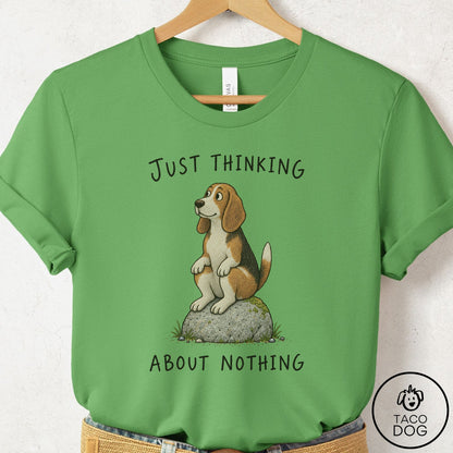 Beagle Thinking Nothing Rock T-Shirt Leaf Taco-Dog