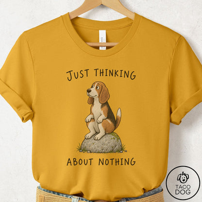Beagle Thinking Nothing Rock T-Shirt Mustard Taco-Dog