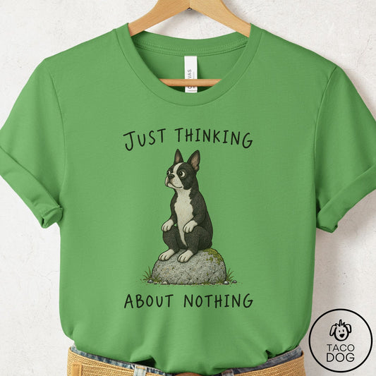 Boston Terrier Thinking Nothing Rock T-Shirt Leaf Taco-Dog