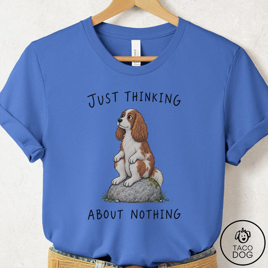 Cavalier King Charles Spaniel Thinking Nothing Rock T-Shirt Columbia Blue Taco-Dog