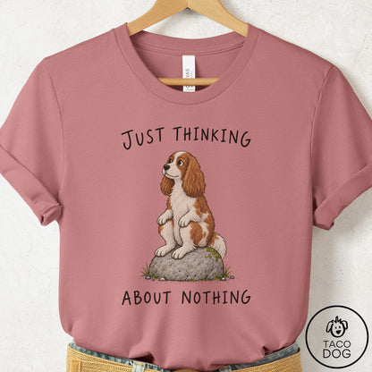Cavalier King Charles Spaniel Thinking Nothing Rock T-Shirt Mauve Taco-Dog