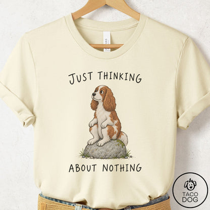 Cavalier King Charles Spaniel Thinking Nothing Rock T-Shirt Natural Taco-Dog